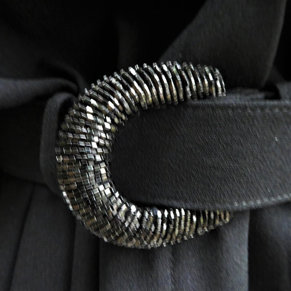 Liz Claiborne Vintage Beaded Black Jumpsuit Elegant Bead Belt Wide Leg Zip XL - Picture 5 of 10